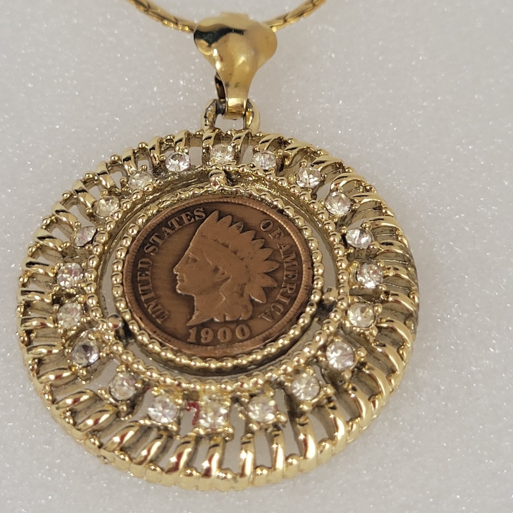 Vintage  1900 Indian Head Penny Pendant Necklace - Picture 5 of 5
